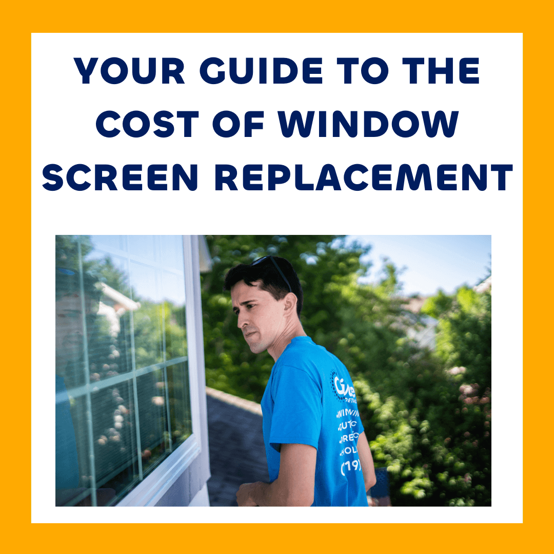 Window screen replacement professional examining a homeowners window