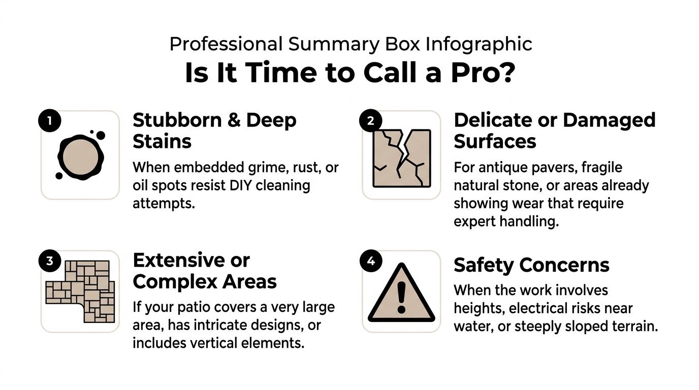 An infographic titled Is It Time to Call a Pro showing four reasons to hire professional cleaners.